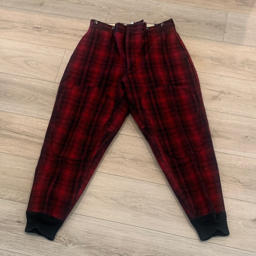 Woolrich 40’s-50’s VINTAGE 100% Wool Red Buffalo Plaid Men's Hunting Pants